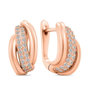 Brilio Silver Eleganti orecchini placcati in oro rosa con zirconi EA551R