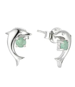 Brilio Silver Giocosi orecchini in argento con smeraldi Delfino Precious Stone SE09092E