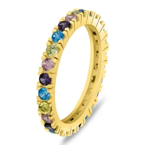 Brilio Silver Giocoso anello placcato oro con zirconi colorati RI116YRBW 52 mm