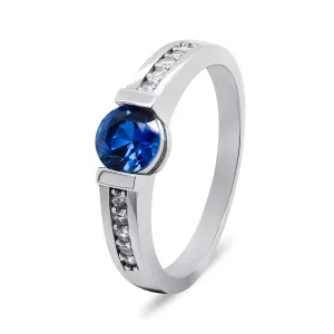 Brilio Silver Incantevole anello in argento con zircone blu RI022W 52 mm