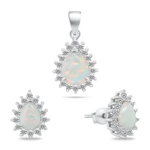 Brilio Silver Incantevole set di gioielli con opale SET244W (orecchini, pendente)