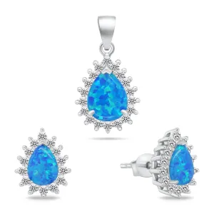 Brilio Silver Incantevole set di gioielli con opale SET244WB (orecchini, pendente)