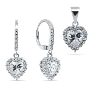 Brilio Silver Incantevole set di gioielli cuori SET195W (pendente, orecchini)