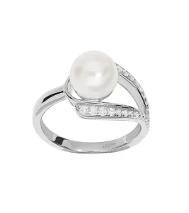 Brilio Silver Intramontabile anello in argento con vera perla e zirconi ML05699A 52 mm