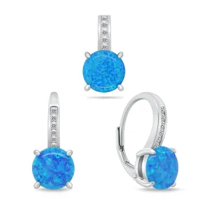 Brilio Silver Intramontabile set di gioielli con opale SET246WB (orecchini, ciondolo)
