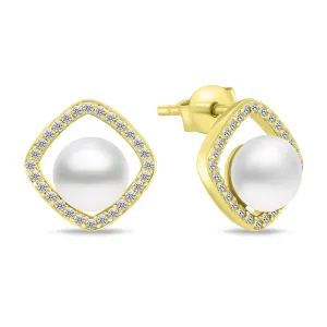 Brilio Silver Intramontabili orecchini placcati oro con perla e zirconi EA785Y