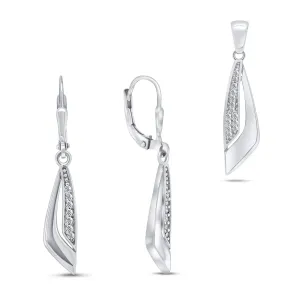 Brilio Silver Luccicante set di gioielli in argento SET204W (pendente, orecchini)