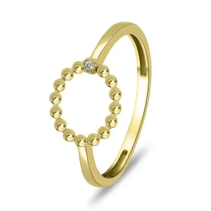 Brilio Silver Moderno anello placcato oro con zircone trasparente RI009Y 52 mm