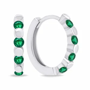 Brilio Silver Orecchini a cerchio in argento con zirconi verdi EA676WG