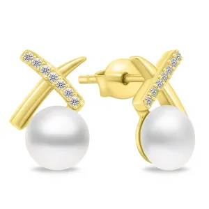 Brilio Silver Orecchini scintillanti placcati in oro con perle EA906Y