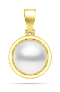 Brilio Silver Pendente minimalista placcato oro con perla autentica PT89Y