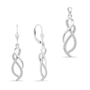 Brilio Silver Scintillante set di gioielli in argento con zirconi SET222W (orecchini, pendente)