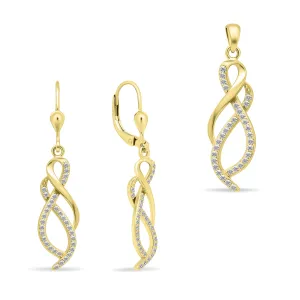 Brilio Silver Scintillante set di gioielli placcati oro con zirconi SET222Y (orecchini, pendente)