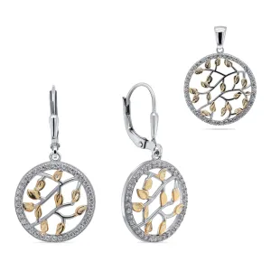 Brilio Silver Set di gioielli in stile bicolore SET215W (pendente, orecchini)