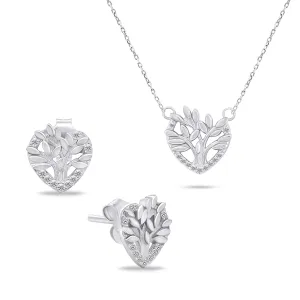 Brilio Silver Set elegante di gioielli in argento Albero della Vita SET236W (collana, orecchini)