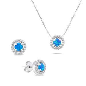 Brilio Silver Set incantevole di gioielli in argento con opali SET225WB (orecchini, collana)