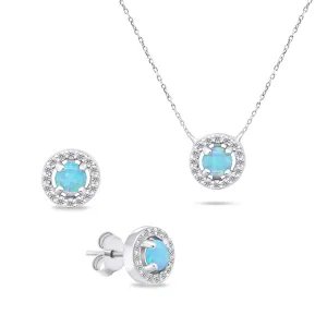 Brilio Silver Set incantevole di gioielli in argento con opali SET225WLB (orecchini, collana)