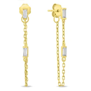 Brilio Silver Splendidi orecchini a catenina placcati in oro con zirconi EA845Y