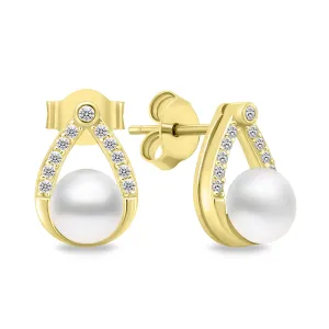 Brilio Silver Splendidi orecchini placcati in oro con perle e zirconi EA615Y