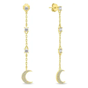 Brilio Silver Splendidi orecchini placcati in oro Luna con zirconi EA838Y