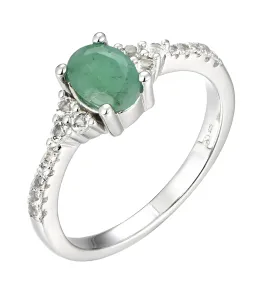 Brilio Silver Affascinante anello in argento con smeraldo Precious Stone SRC0203U 50 mm