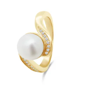 Brilio Silver Splendido anello placcato in oro con vera perla RI061Y 54 mm