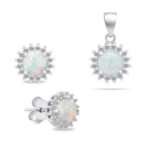 Brilio Silver Splendido set di gioielli con opale SET231W (orecchini, ciondolo)