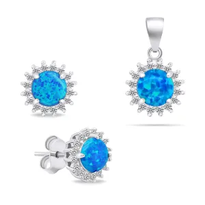 Brilio Silver Splendido set di gioielli con opale SET231WB (orecchini, ciondolo)