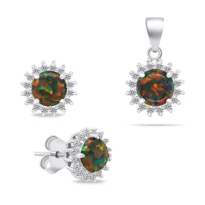 Brilio Silver Splendido set di gioielli con opale SET231WBC (orecchini, ciondolo)