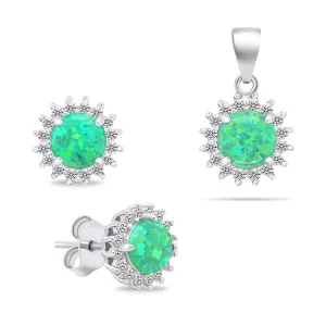 Brilio Silver Splendido set di gioielli con opale SET231WG (orecchini, ciondolo)