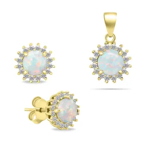 Brilio Silver Splendido set di gioielli con opale SET231Y (orecchini, ciondolo)