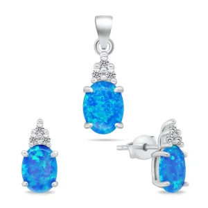 Brilio Silver Splendido set di gioielli con opale SET245WB (orecchini, ciondolo)