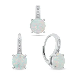 Brilio Silver Splendido set di gioielli con opale SET246W (orecchini, ciondolo)
