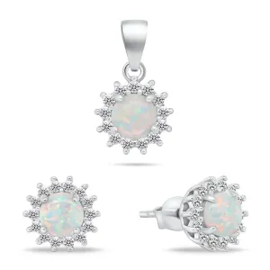 Brilio Silver Splendido set di gioielli con opale SET247W (orecchini, ciondolo)