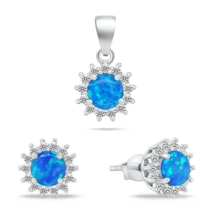 Brilio Silver Splendido set di gioielli con opale SET247WB (orecchini, ciondolo)