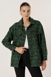 By Saygı Lined Mixed Pattern Stitched Jacket with Side Pockets