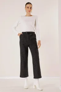 By Saygı Snowflake Palazzo Trousers with Elastic Waist and Side Pockets