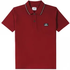 C.P Company Boys Tipped Logo Polo Shirt Red - 10Y RED