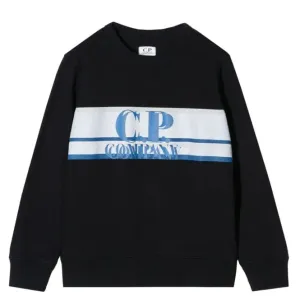 C.P. Company Boys Textured Logo Sweatshirt Black - 10Y BLACK