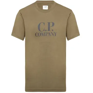 C.P. Company Boys Goggle Logo T-shirt Khaki Green - 6Y KHAKI
