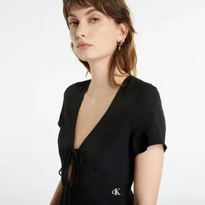 Calvin Klein Jeans Crepe Short Sleeve Midi Dress Black #1782543