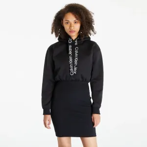 Calvin Klein Jeans Logo Tape Hooded Sweatshirt Dress Black #2799635