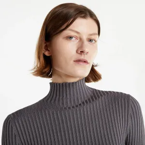 Calvin Klein Jeans Metallic High Neck Sweater Dress Fossil Grey #218167