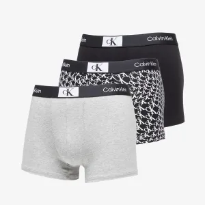 Calvin Klein 96 Cotton Trunk 3-Pack Black/ Grey Heather/ Warped Logo Print Black #2686083