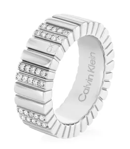 Calvin Klein Anello alla moda in acciaio con cristalli Minimalistic Metal 35000440 52 mm