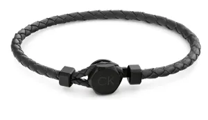 Calvin Klein Elegant bracciale in pelle grigia Latch 35000262