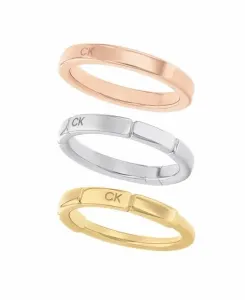 Calvin Klein Elegante anello tricolore 3 in 1 Soft Squares 35000458 58 mm