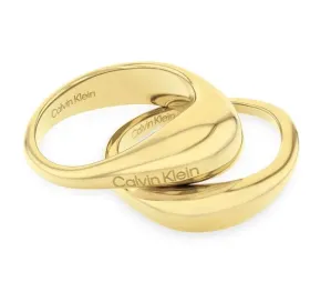 Calvin Klein Elegante set di anelli placcati oro Elongated Drops 35000448 54 mm