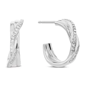 Calvin Klein Orecchini a cerchio in acciaio Crystallized Weave 35000578