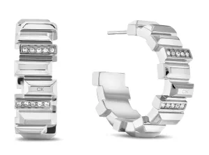 Calvin Klein Orecchini a cerchio in acciaio massiccio con cristalli Luster 35000237